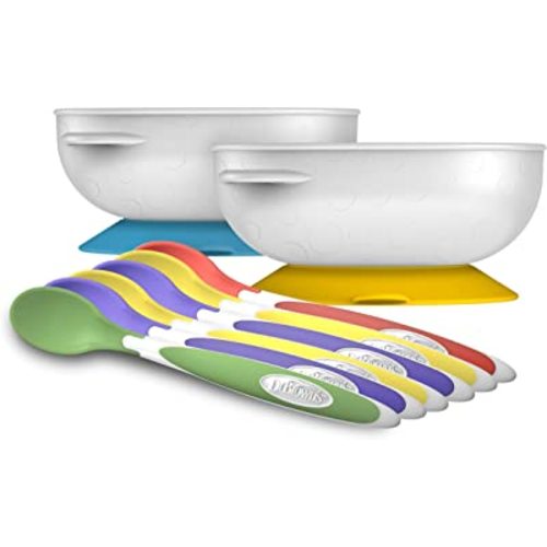 Dr. Brown's Soft-Tip Toddler Feeding Spoons, 6 Pack with No-Slip Strong Suction Bowl for Babies and Toddlers, BPA Free, 2 Pack