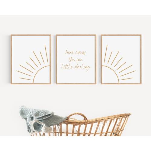 Nursery Wall Art | Sun Nursery Decor | Boho Nursery Decor | Baby Shower Gift | Set of 3 Nursery Prints | Playroom Decor