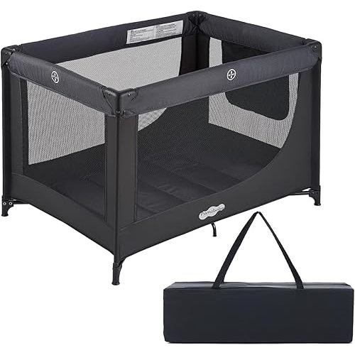 Pamo Babe Pack and Play Portable Baby Crib Foldable Playard Leightweight Travel Playpen for Tooddlers and Infant Black