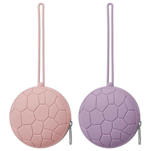 Silicone Pacifier Holder Case, BPA-Free Newborn Baby Silicone Pacifier Holder for Boys & Girls, Portable Silicone Pacifier Container Case (Soft Lilac/Blush)