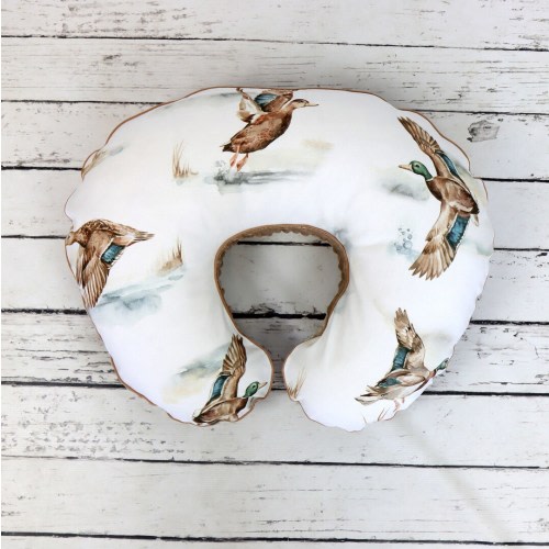 Wild Ducks Nursing Pillow Cover, Duck Lake Personalized Handmade Cotton and Minky Cover With Zipper | Nuva