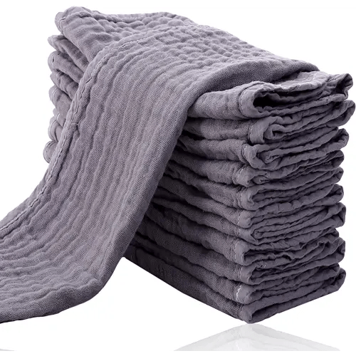 Cute Castle 12 Pack Muslin Burp Cloths for Baby - Ultra-Soft 100% Cotton Baby Washcloths - Large 20'' by 10'' Super Absorbent Milk Spit Up Rags - Burpy Cloths for Unisex, Boy, Girl - Grey