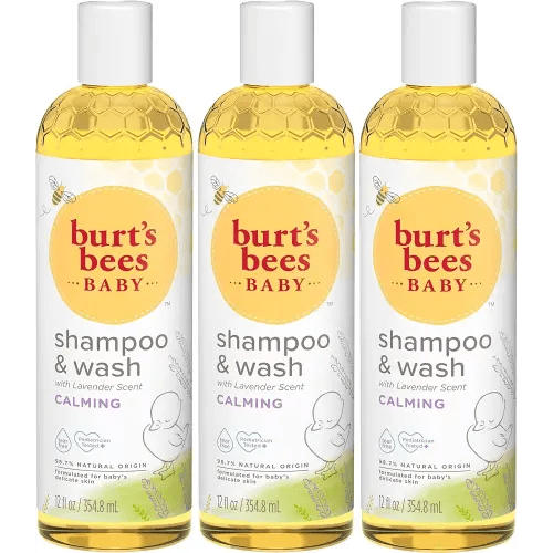 Burt's Bees Baby Shampoo and Wash Set, 2-in-1 Natural Origin Plant Based Formula for Sensitive Skin, Calming Lavender Scent, Tear-Free, Pediatrician Tested, 3 Travel Size Bottles, 36 oz (12 oz 3-Pack)