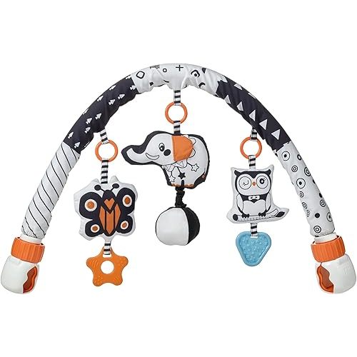 TUMAMA Car Seat Toys for Babies 0-6 Months, Stroller Toys for Infant 0-6 Months, Newborn Sensory Hanging Rattle Arch Toy with Butterfly Elephant Owls,Musical Toy for Baby 6-12 Months