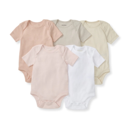 Solid Organic Cotton Short Sleeve Baby Bodysuits 5 Pack Pink Sand
