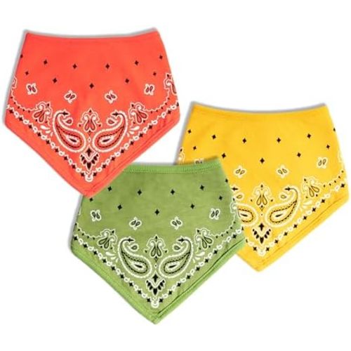 Hipsterkid Baby Bibs for Boys & Girls - 3-Pack of Bandana Bibs, Christmas Gift Idea for Babies & Toddlers - Cotton Drool Bibs