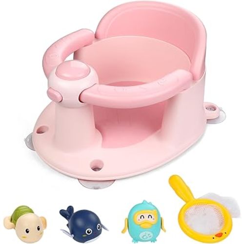 Baby Bath Seat for Babies 6 Months & Up,Infant Bathtub Chair with Suction Cup,Non-Slip,Safe Infant and Toddler Bath Seat for Sitting Up,Baby Bath tub Seat(Pink)