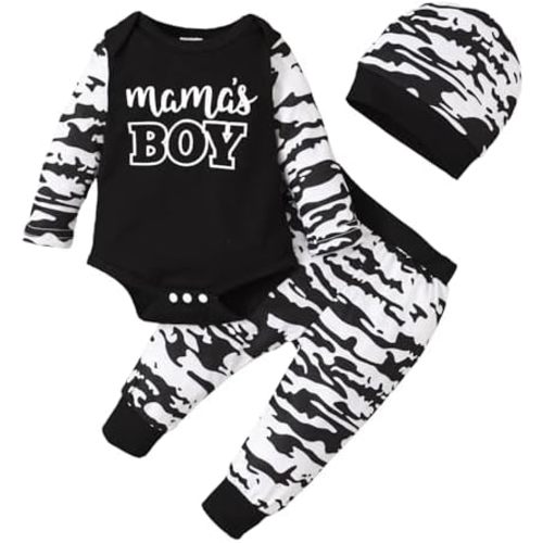Baby Boy Clothes Newborn Infant Baby Clothes Romper + Pants + Hat 3PCS Outfits Set