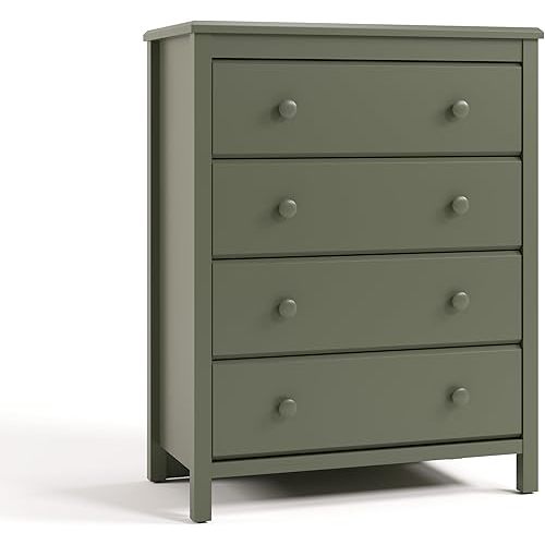 Storkcraft Alpine 4 Drawer Dresser (Olive) – GREENGUARD Gold Certified, Kids Storage Organizer, Modern 4 Drawer Chest for Bedroom, Must-Have Nursery Storage