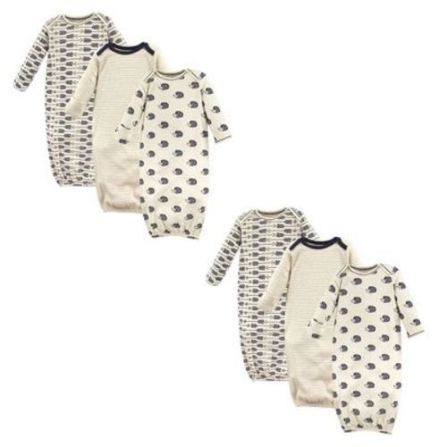 Touched by Nature Unisex Baby Organic Cotton Gowns, Hedgehog 6-Piece, Size: 0-6 months