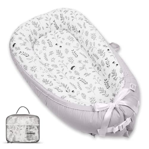 EAQ Baby Lounger Cover Snuggle Me Lounger, Portable Baby Nest Cover Breathable & Soft, Organic Cotton Baby Lounger Pillow, Safe Baby Bassinet for Travel, Playtime