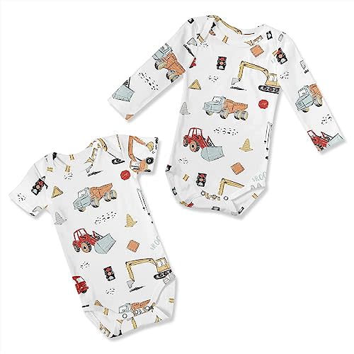 Sweet Jojo Designs Red Blue Construction Truck Boy Baby Bodysuit Newborn Infant Clothing Babywear 2 PC