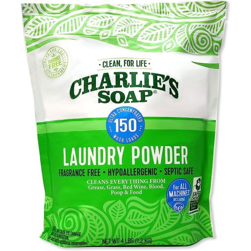 Charlie’s Soap Laundry Powder New (150 Loads, 1 Pack) Fragrance Free Hypoallergenic Plant Based Deep Cleaning Laundry Powder – Biodegradable Eco Friendly Sustainable Laundry Detergent