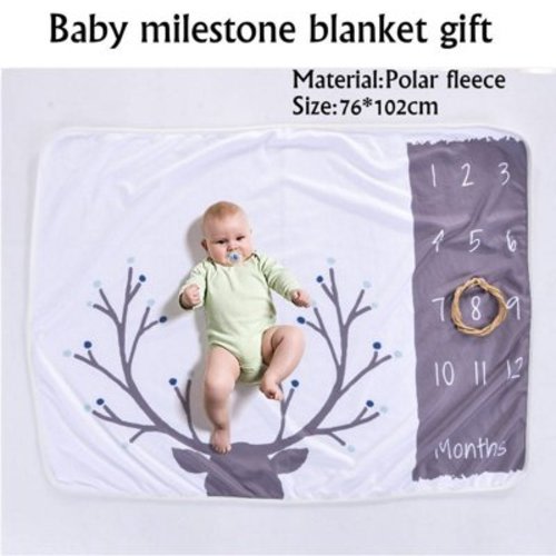 Baby Monthly Milestone Blanket | Throw For Infant & Babies 0-3 months, 3-6, 6-9, 9-12 Photography Backdrop Photo Prop For Newborn Boy & Girl - 03#