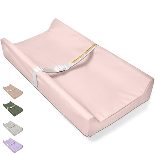 Baby Changing Pad Diaper Changing Pads 32x16 Inch | Wipeable Changing Pad, Pink Vegan Leather Waterproof Changing Table Topper for Dresser and Table