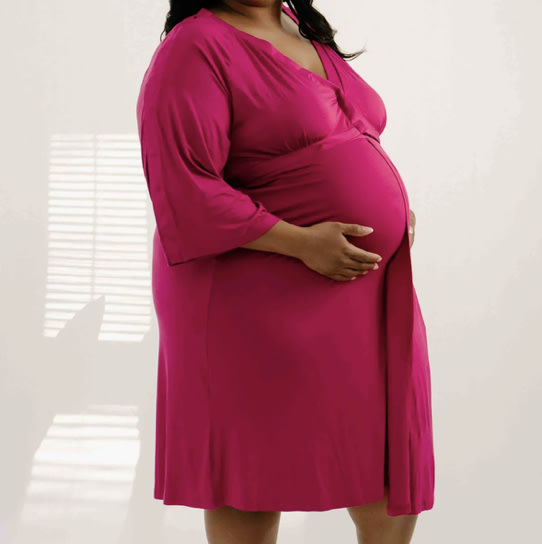 Amelia Labor & Postpartum Gown in Raspberry Red – Lila