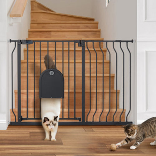 Toocapro 29.5-48.4" Walk-Thru Safety Gate with Adjustable Cat Door & Reviews | Wayfair