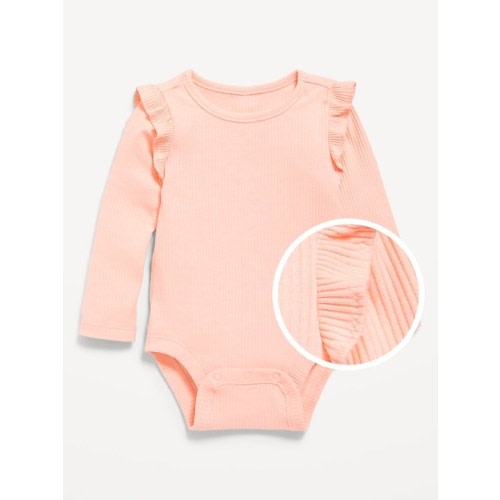 Long-Sleeve Ribbed Ruffle-Trim Bodysuit for Baby | Old Navy