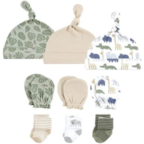 Hudson Baby Unisex Baby Caps, Mittens and Socks Set, 0-6 Months