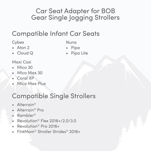 BOB Gear® Single Jogging Stroller Adapter for Nuna®, Cybex® and Maxi COSI® Infant Car Seats