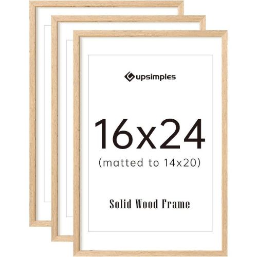 upsimples 16x24 Picture Frame Solid Wooden Set of 3 | 100% Natural Solid Wood, For Kids Room, Gallery Wall Décor