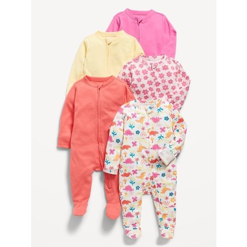 Unisex 2-Way-Zip Sleep & Play Footed One-Piece 5-Pack for Baby