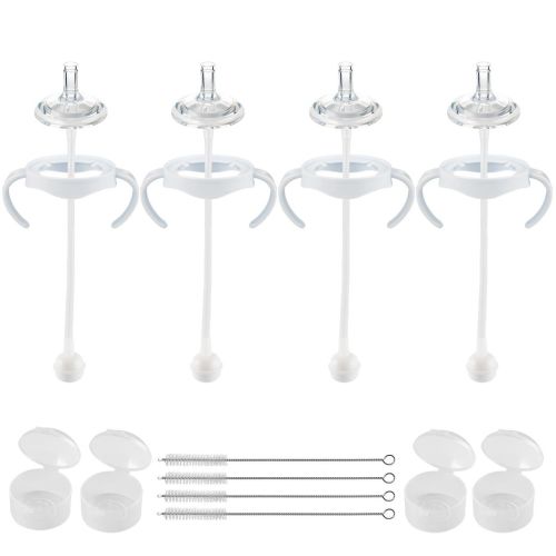 Straw Cup Conversion Kit for Philips Avent Natural Baby Bottles,Weighted Straw Sippy Cup Transition Kit with Soft Nipple and Handles for Toddler, Pack of 4