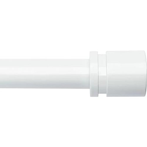 Curtain Rods for Windows 16 to 88 Inches Adjustable Length 1 Inch Diameter Window Curtain Rod with Aluminium End Cap, White