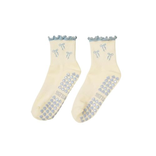 Crew Half Calf Grip Socks, Cutest Fruits Pilates Socks, Ruffle socks, Non-Slip, Barre Yoga Fitness
