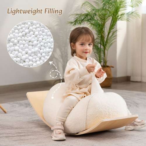 Wooden Wobble Balance Board with a Bean Bag for Kids and Adults