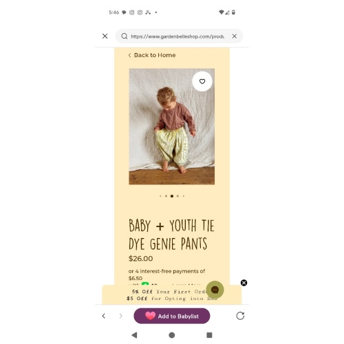 Baby + Youth Tie Dye Genie Pants