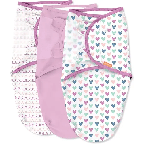SwaddleMe Original Swaddle - Size Small/Medium, 0-3 Months, 3-Pack (Hearts and Hoops) Easy to Use Newborn Swaddle Wrap Keeps Baby Cozy and Secure and Helps Prevent Startle Reflex