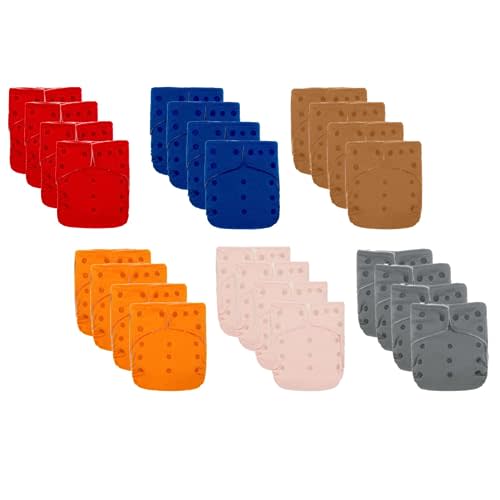 KaWaii Baby Cloth Diaper Value Pack - 24 One Size Original Squared + 48 Diaper Inserts, Double Waterproof Layers Washable Reusable, Adjustable to fit Babies 8-36 Pounds