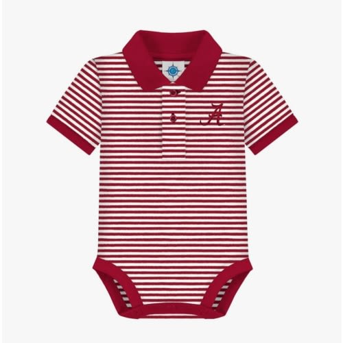Creative Knitwear College Baby Striped Polo Bodysuit - Team Logo, Multiple Colors, for Boys & Girls (0-12 Months)