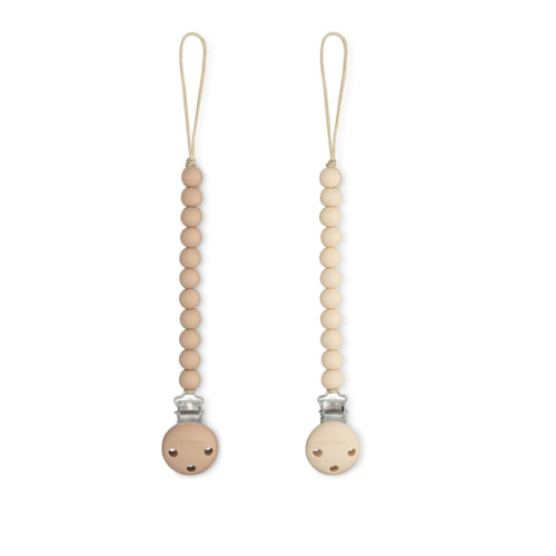 Comfy Cubs Pacifier Clips 2 Pack - 100% Food Grade Silicone Baby Pacifier Clips, BPA & PVC Free - CPSIA Certified, Lightweight and Flexible Baby Gifts - Beige & Light Beige