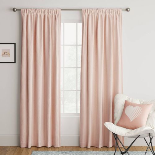 42"x63" Room Darkening Heathered Window Curtain Panel Pink - Room Essentials™