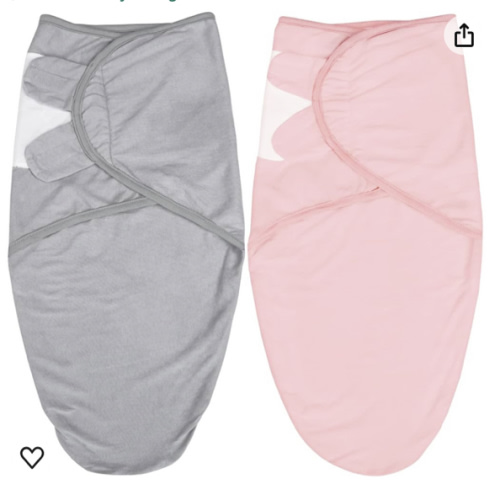 Biloban Baby Swaddles 0-3 Months for Girls, Baby Swaddle, Newborn Swaddle, Cotton Swaddle Blanket, Newborn Essentials, Grey & Pink, 2 Pack
