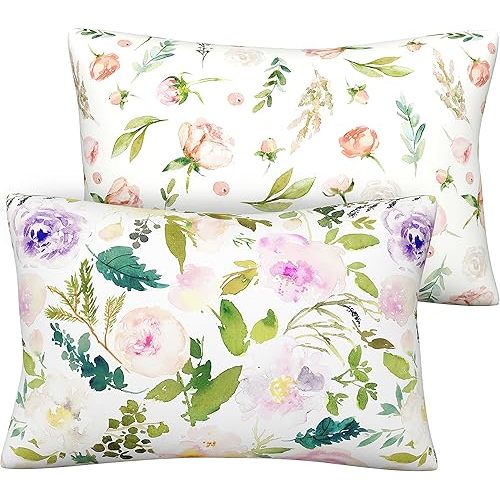 Pobi Baby 13x18 Cotton Pillowcase - 2 Pack Premium Toddler Pillowcase - Ultra Soft Jersey Knit - Crib Pillow, Kids Pillow, Travel Pillow Case Cover (Allure)