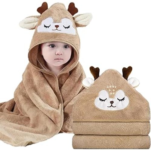 Hooded Baby Towels - Premium Ultra Soft Organic Baby Bath Towel – Absorbent and Hypoallergenic Towels for Baby Boy Girl, Toddler, Newborn Essentials (Brown)