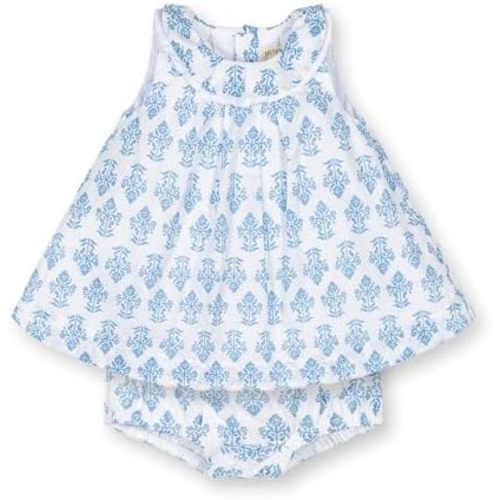 Hope & Henry Layette Baby Girl Woven Swing Top and Ruffle Bloomer 2-Piece Set