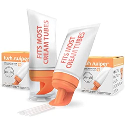 Eli & Ali Tush Swiper - Diaper Rash Cream Applicator & Butt Paste Applicator - [Fits Most] Baby Cream - Mess Free Alternative to Diaper Cream Spatula, Easy to Clean, Travel Friendly - Orange, 2 Pack