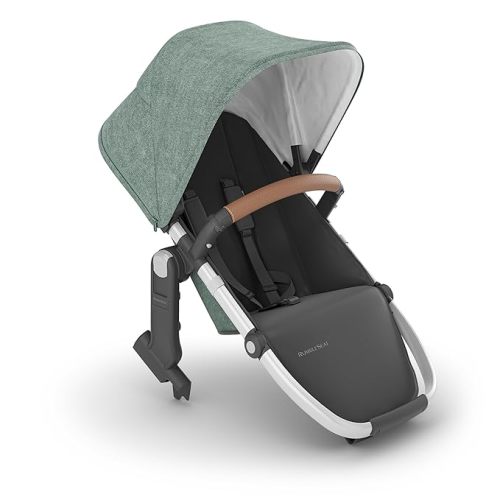 UPPAbaby RumbleSeat V2+ Second Lower Seat/Compatible with Vista V2 and Vista V3 / Adapters, Bumper Bar, Bug Shield Included/Emmett (Green Mélange/Silver Frame/Saddle Leather)