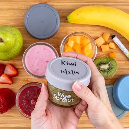 WeeSprout Glass Baby Food Storage Jars - 12 Set, 4 oz Baby Food Jars with Lids, Freezer Storage, Reusable Small Glass Baby Food Containers, Microwave & Dishwasher Friendly, for Infants & Babies
