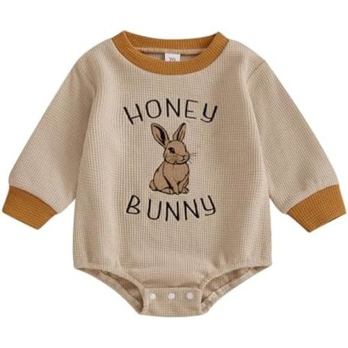 Newborn Baby Boy Girl Easter Outfit Embroidery Bubble Romper Sweatshirt Infant Easter Bunny Clothes