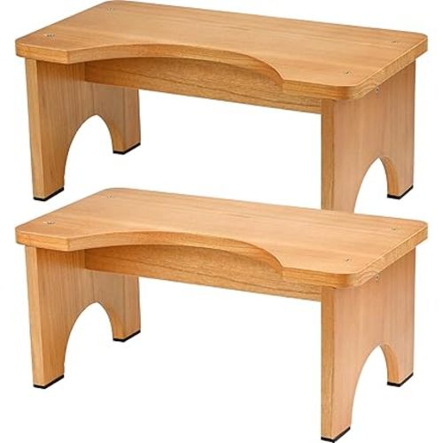 AZEN 2 Pack Toilet Stool Squat Adult, Wood Poop Stool for Bathroom Adults, Portable Toilet Potty Stools for Adults