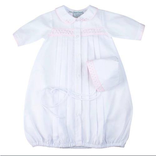 Girls Dot Embroidered Take Me Home Gown with Hat | Feltman Brothers