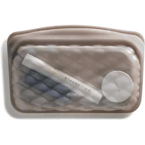 Stasher Premium Silicone Reusable Makeup Bag, Taupe | Beauty & Travel Toiletry Bag, Storage Bag Organizer | BPA Free, Leak-free, Eco Friendly, 12 Oz