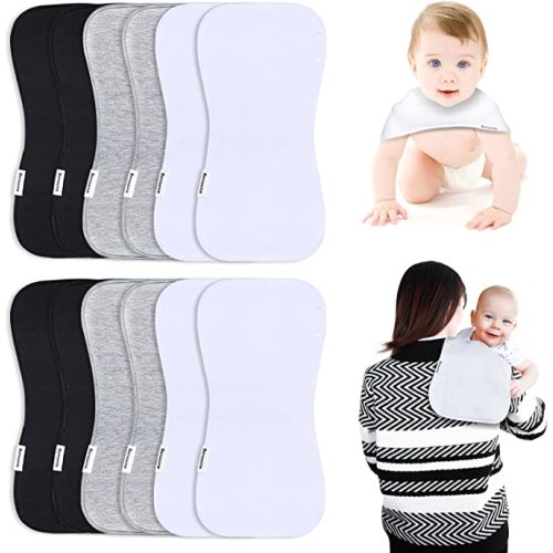 Baby Burp Cloths & Baby Bibs 2-in-1 Design Large Size 3 Layers Thicken Cotton Super Absorbent and Soft Baby Spit Up Burping Rags Baby Burp Cloth Set for Boys and Girls Solid 12 Pack