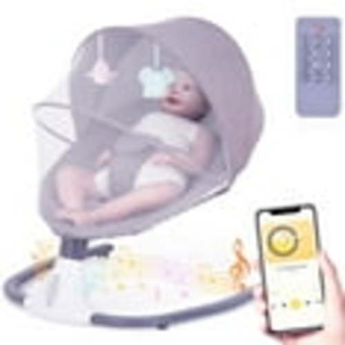 Baby Swing for Infants Toddler Swing Electric: Infant Swing with Remote Control and Mosquito Net: Portable Baby Swing 4 Speeds & 4 Timer & 12 Preset Lullabies Supports BT Connection USB Flash Drive