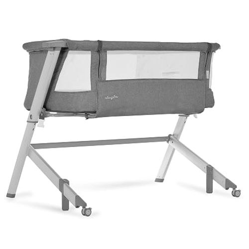 Dream On Me Skylar Bassinet & Bedside Sleeper, Adjustable Height, Grey | Breathable Mesh Sides, Plush Mattress Pad, Wheels with Safety Locks, Compact Fold & Travel Bag Included, BSA Verified
